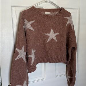 Altar State Brown Star Patterned Sweater. Size Medium. Cozy, Perfect for winter